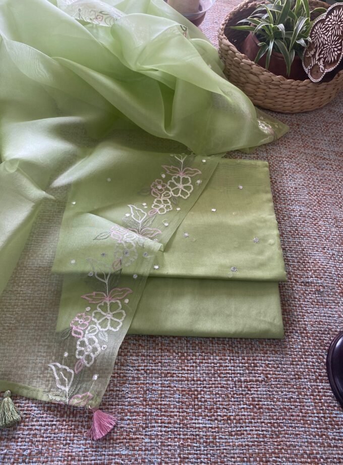 Roohani | روحانی | रूहानी A5 : Pure Chanderi Cotton Salwar with Organza Dupatta Collection by Ikhtirah