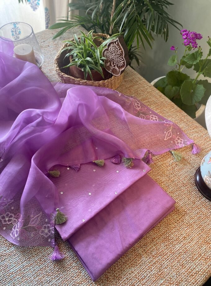 Roohani | روحانی | रूहानी A4 : Pure Chanderi Cotton Salwar with Organza Dupatta Collection by Ikhtirah