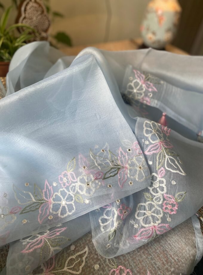 Roohani | روحانی | रूहानी A6 : Pure Chanderi Cotton Salwar with Organza Dupatta Collection by Ikhtirah