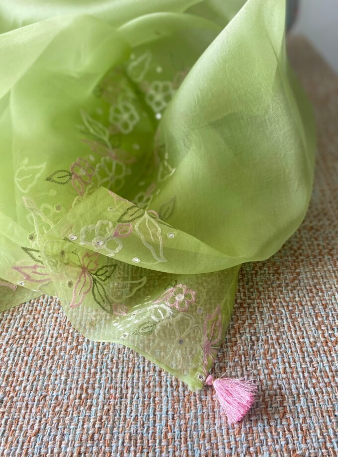 Roohani | روحانی | रूहानी A5 : Pure Chanderi Cotton Salwar with Organza Dupatta Collection by Ikhtirah