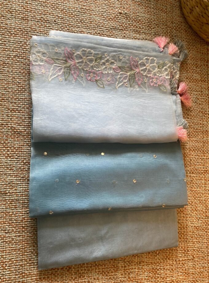 Roohani | روحانی | रूहानी A6 : Pure Chanderi Cotton Salwar with Organza Dupatta Collection by Ikhtirah