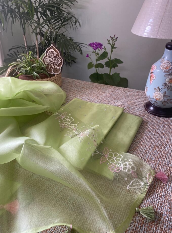 Roohani | روحانی | रूहानी A5 : Pure Chanderi Cotton Salwar with Organza Dupatta Collection by Ikhtirah