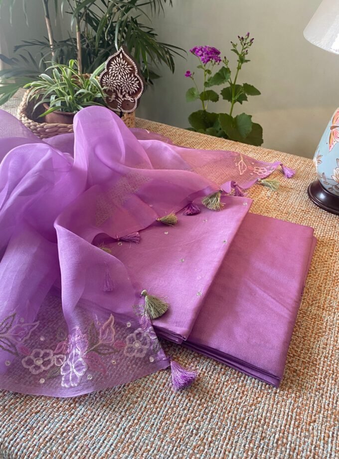 Roohani | روحانی | रूहानी A4 : Pure Chanderi Cotton Salwar with Organza Dupatta Collection by Ikhtirah