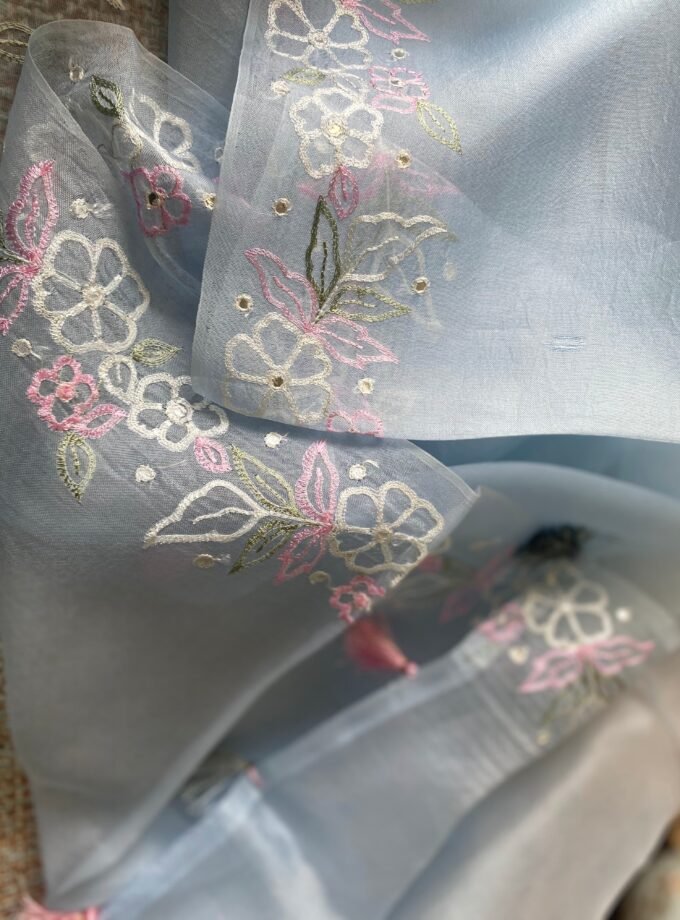 Roohani | روحانی | रूहानी A6 : Pure Chanderi Cotton Salwar with Organza Dupatta Collection by Ikhtirah