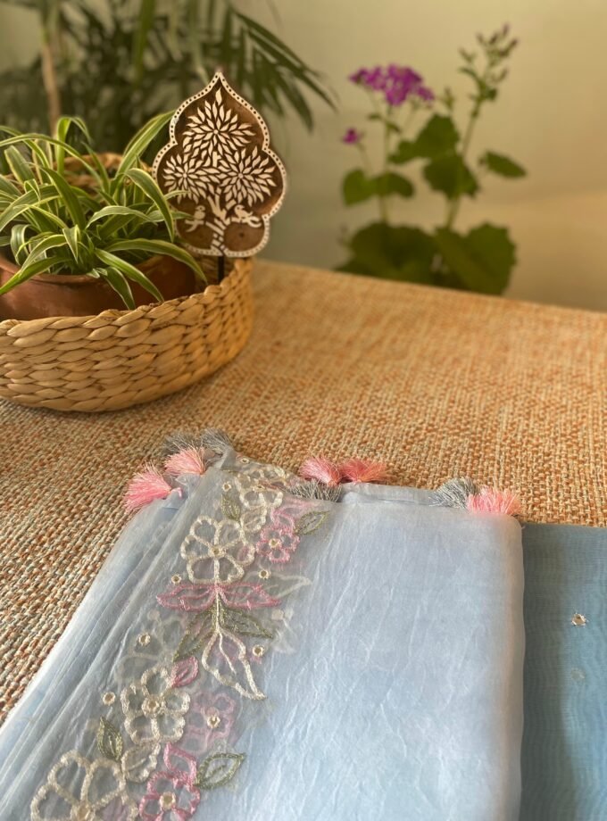 Roohani | روحانی | रूहानी A6 : Pure Chanderi Cotton Salwar with Organza Dupatta Collection by Ikhtirah