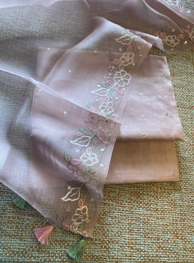 Roohani | روحانی | रूहानी A3 : Pure Chanderi Cotton Salwar with Organza Dupatta Collection by Ikhtirah