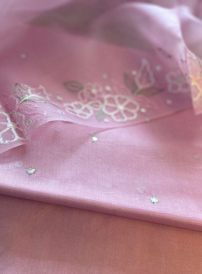 Roohani | روحانی | रूहानी A1 : Pure Chanderi Cotton Salwar with Organza dupatta Collection by Ikhtirah