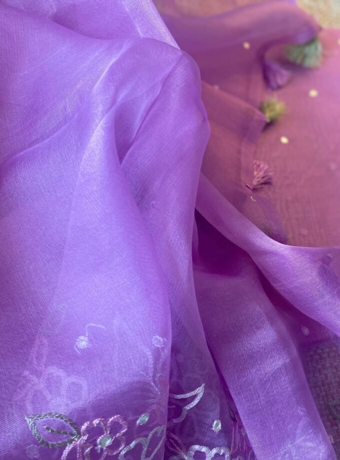 Roohani | روحانی | रूहानी A4 : Pure Chanderi Cotton Salwar with Organza Dupatta Collection by Ikhtirah