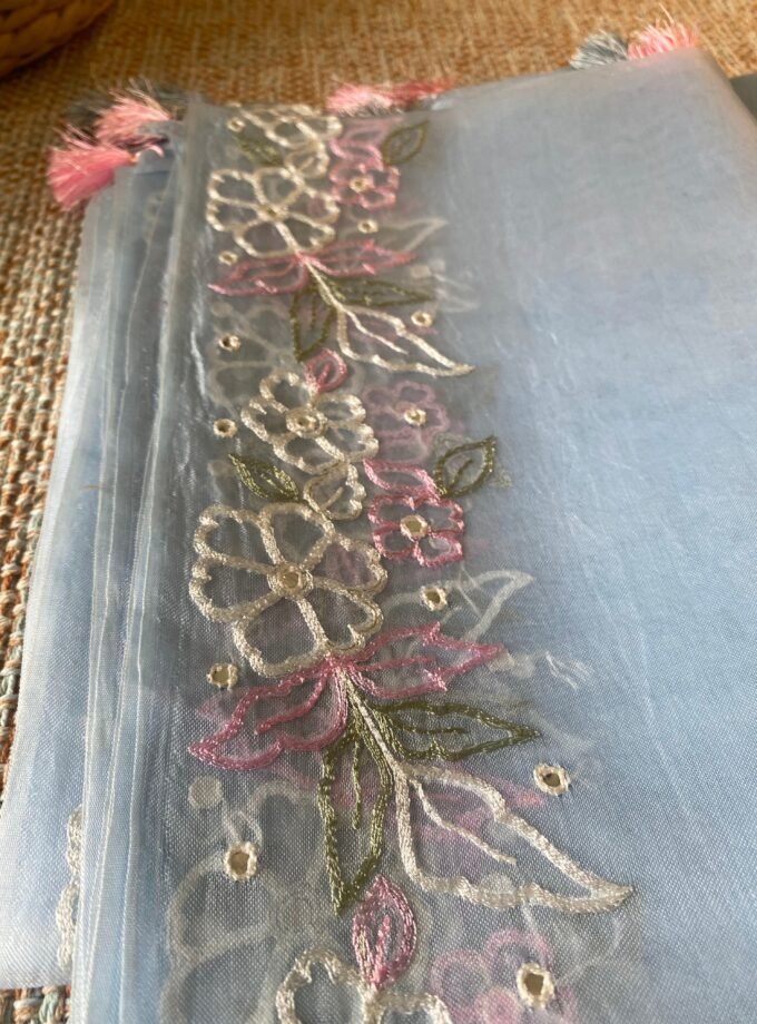 Roohani | روحانی | रूहानी A6 : Pure Chanderi Cotton Salwar with Organza Dupatta Collection by Ikhtirah