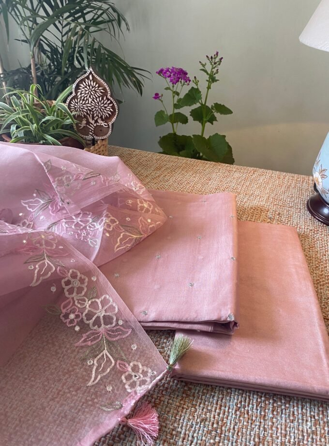 Roohani | روحانی | रूहानी A3 : Pure Chanderi Cotton Salwar with Organza Dupatta Collection by Ikhtirah