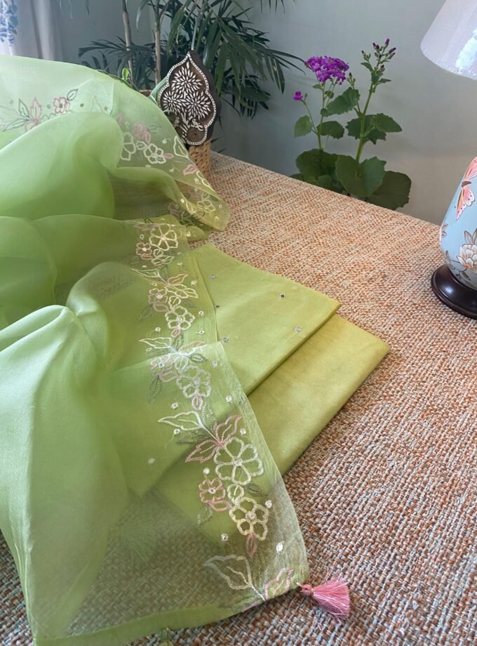 Roohani | روحانی | रूहानी A5 : Pure Chanderi Cotton Salwar with Organza Dupatta Collection by Ikhtirah