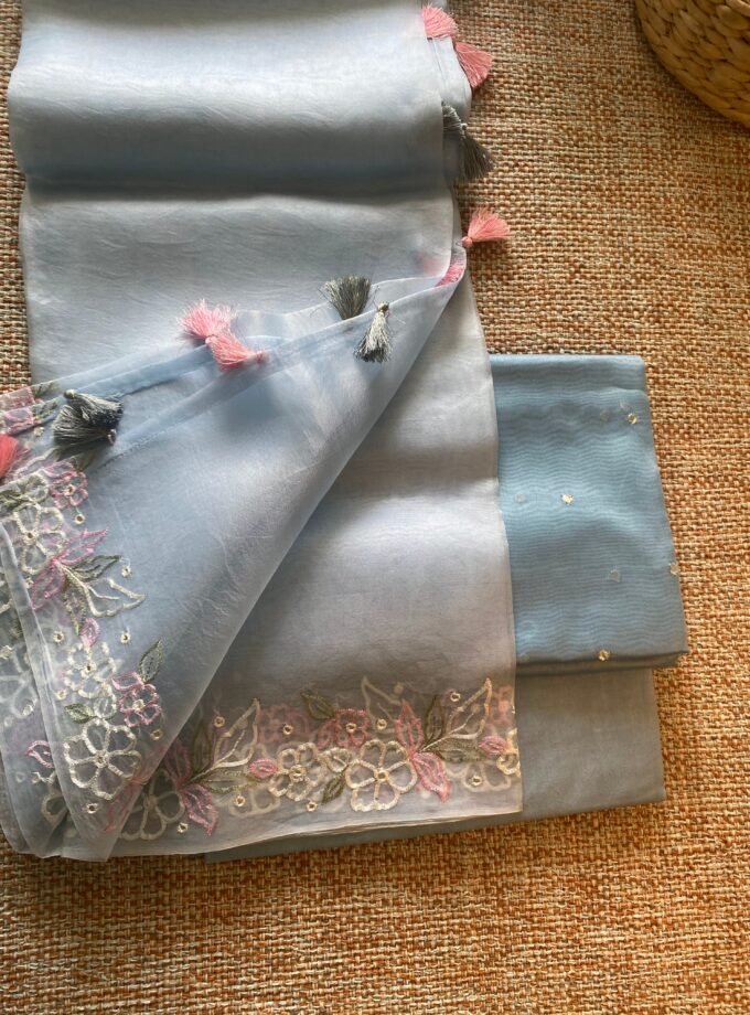 Roohani | روحانی | रूहानी A6 : Pure Chanderi Cotton Salwar with Organza Dupatta Collection by Ikhtirah