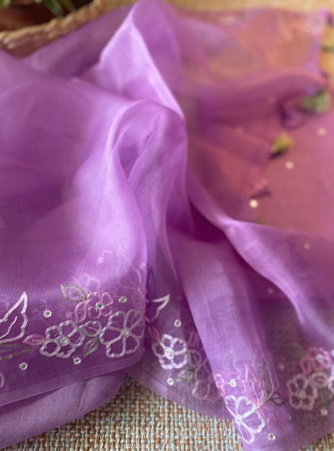 Roohani | روحانی | रूहानी A4 : Pure Chanderi Cotton Salwar with Organza Dupatta Collection by Ikhtirah