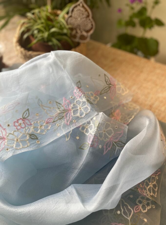 Roohani | روحانی | रूहानी A6 : Pure Chanderi Cotton Salwar with Organza Dupatta Collection by Ikhtirah