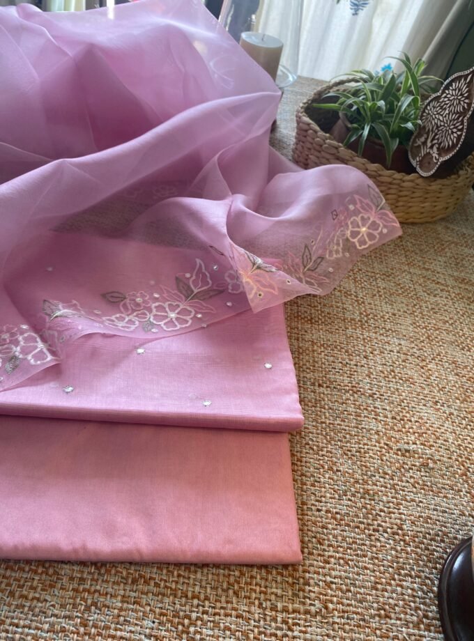 Roohani | روحانی | रूहानी A1 : Pure Chanderi Cotton Salwar with Organza dupatta Collection by Ikhtirah