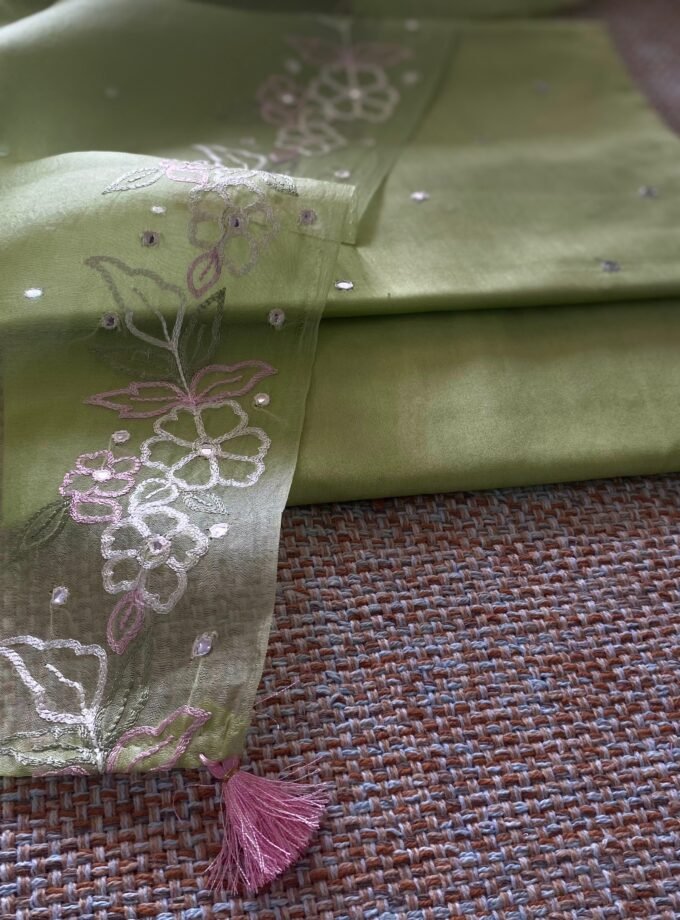 Roohani | روحانی | रूहानी A5 : Pure Chanderi Cotton Salwar with Organza Dupatta Collection by Ikhtirah