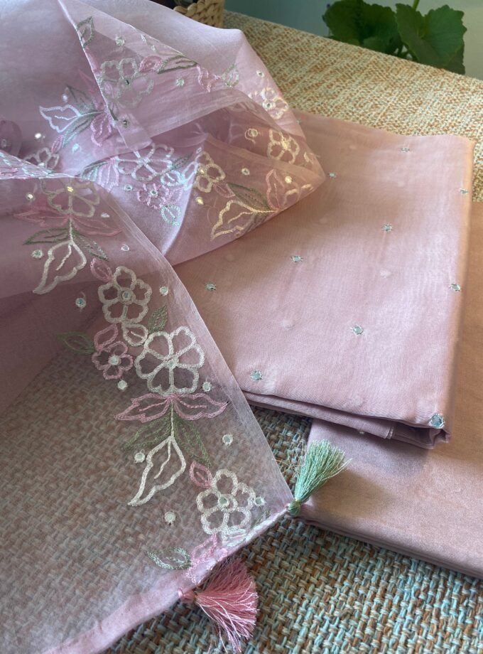 Roohani | روحانی | रूहानी A3 : Pure Chanderi Cotton Salwar with Organza Dupatta Collection by Ikhtirah