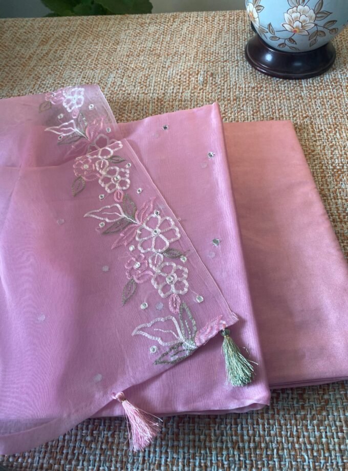 Roohani | روحانی | रूहानी A1 : Pure Chanderi Cotton Salwar with Organza dupatta Collection by Ikhtirah