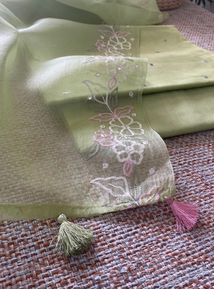 Roohani | روحانی | रूहानी A5 : Pure Chanderi Cotton Salwar with Organza Dupatta Collection by Ikhtirah