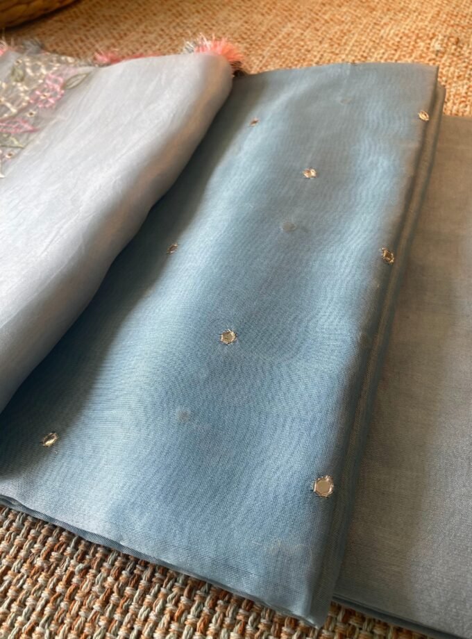 Roohani | روحانی | रूहानी A6 : Pure Chanderi Cotton Salwar with Organza Dupatta Collection by Ikhtirah