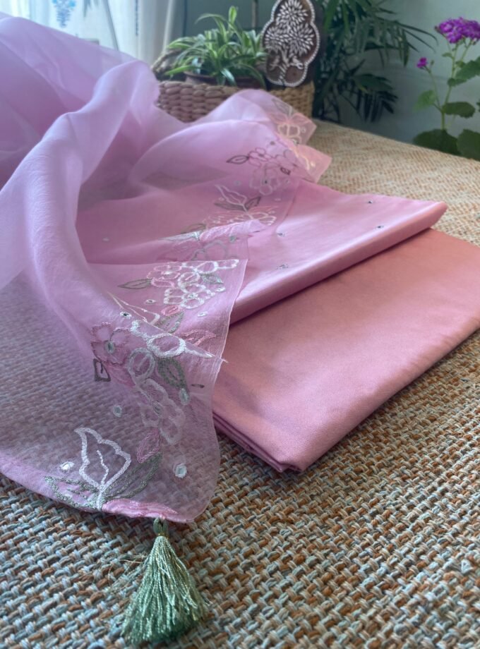 Roohani | روحانی | रूहानी A1 : Pure Chanderi Cotton Salwar with Organza dupatta Collection by Ikhtirah