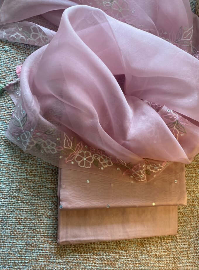 Roohani | روحانی | रूहानी A3 : Pure Chanderi Cotton Salwar with Organza Dupatta Collection by Ikhtirah