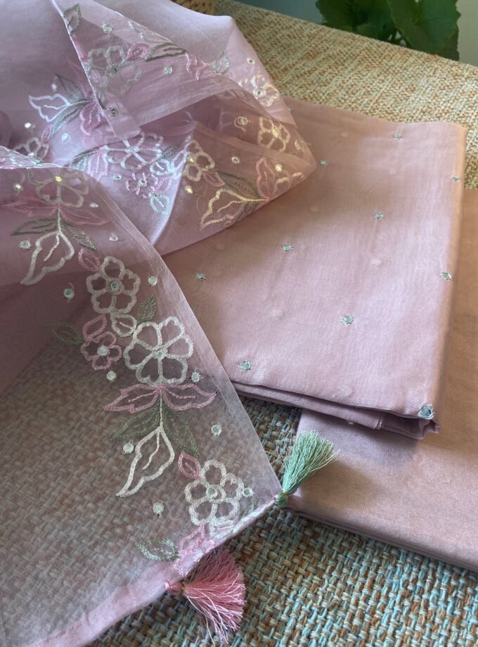 Roohani | روحانی | रूहानी A3 : Pure Chanderi Cotton Salwar with Organza Dupatta Collection by Ikhtirah