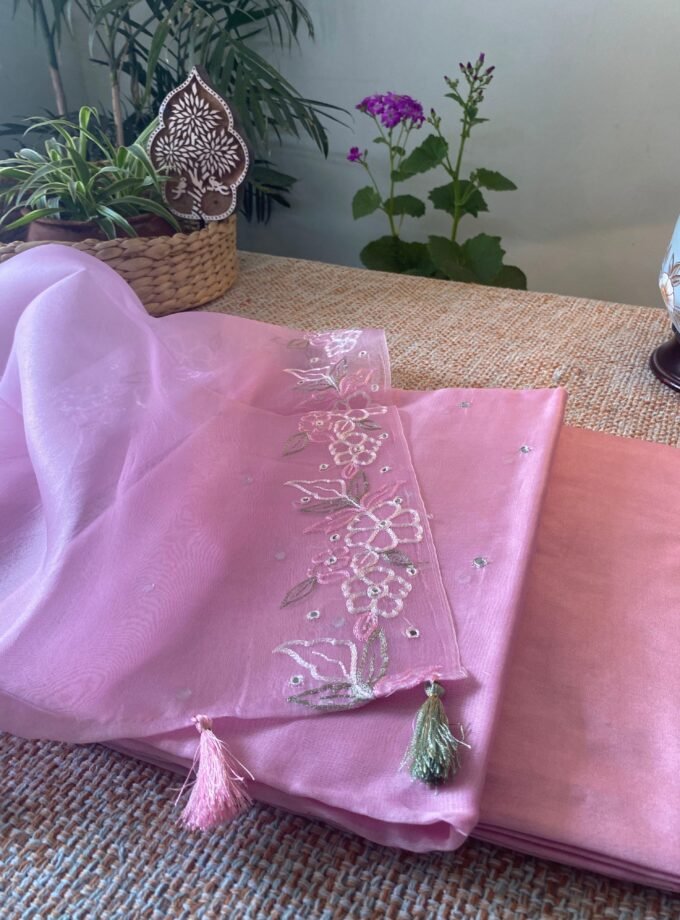 Roohani | روحانی | रूहानी A1 : Pure Chanderi Cotton Salwar with Organza dupatta Collection by Ikhtirah