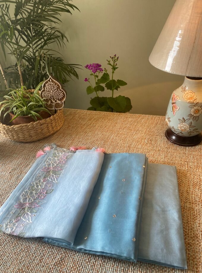 Roohani | روحانی | रूहानी A6 : Pure Chanderi Cotton Salwar with Organza Dupatta Collection by Ikhtirah