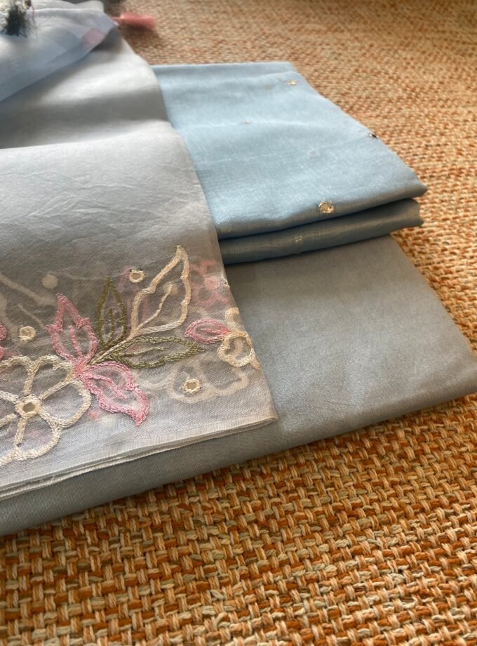 Roohani | روحانی | रूहानी A6 : Pure Chanderi Cotton Salwar with Organza Dupatta Collection by Ikhtirah