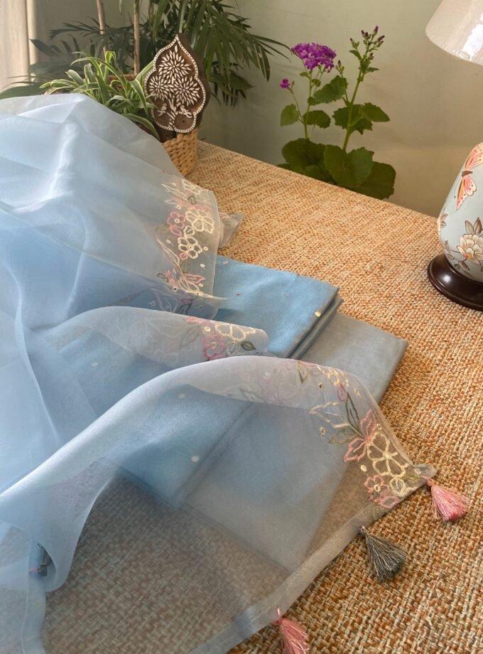 Roohani | روحانی | रूहानी A6 : Pure Chanderi Cotton Salwar with Organza Dupatta Collection by Ikhtirah