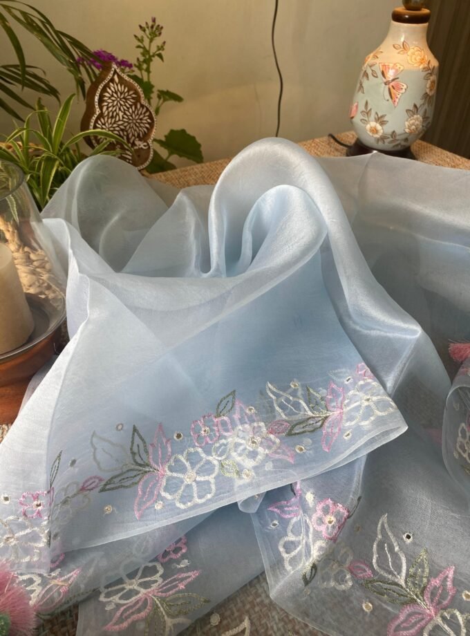 Roohani | روحانی | रूहानी A6 : Pure Chanderi Cotton Salwar with Organza Dupatta Collection by Ikhtirah