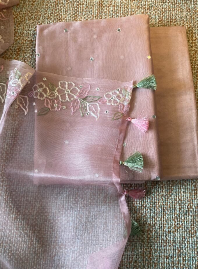 Roohani | روحانی | रूहानी A3 : Pure Chanderi Cotton Salwar with Organza Dupatta Collection by Ikhtirah