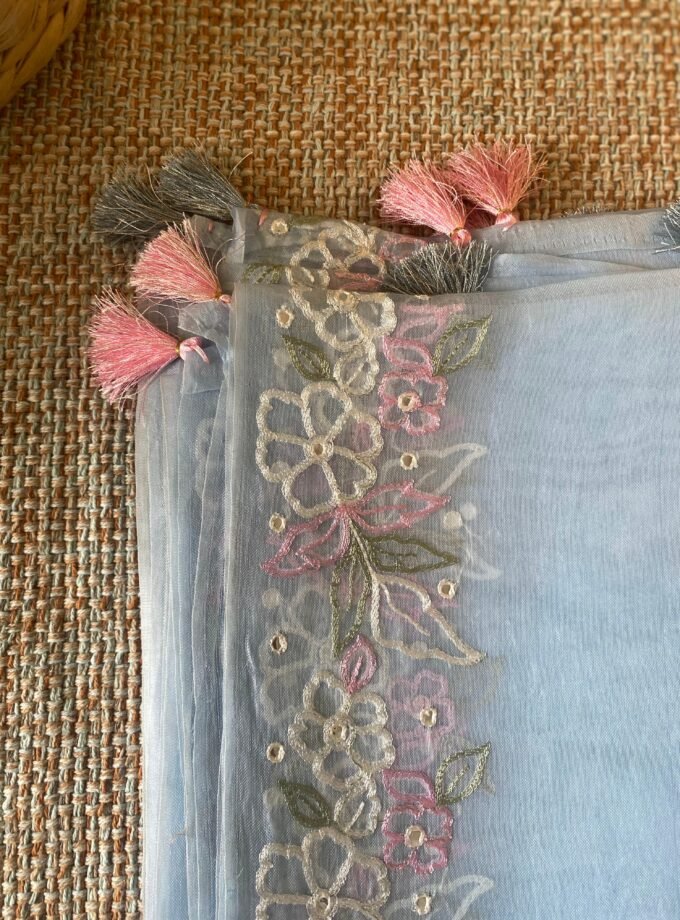 Roohani | روحانی | रूहानी A6 : Pure Chanderi Cotton Salwar with Organza Dupatta Collection by Ikhtirah