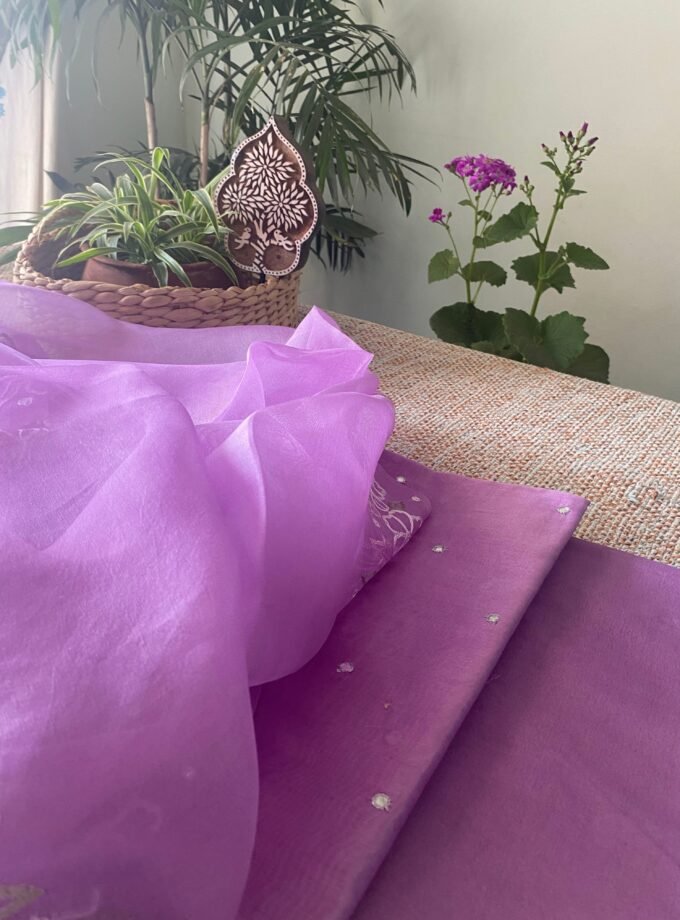 Roohani | روحانی | रूहानी A4 : Pure Chanderi Cotton Salwar with Organza Dupatta Collection by Ikhtirah