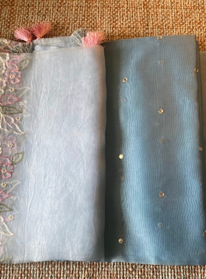 Roohani | روحانی | रूहानी A6 : Pure Chanderi Cotton Salwar with Organza Dupatta Collection by Ikhtirah