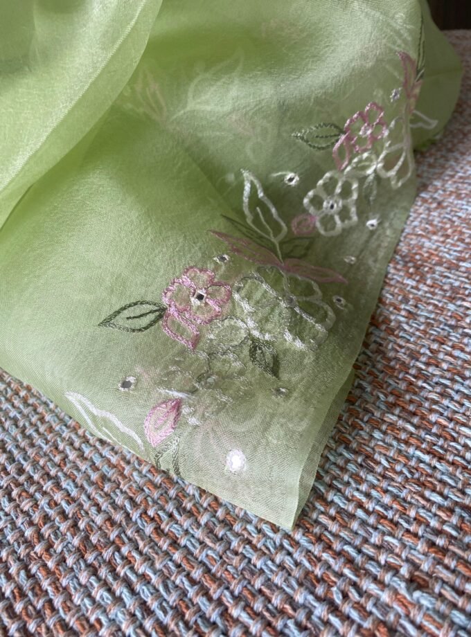 Roohani | روحانی | रूहानी A5 : Pure Chanderi Cotton Salwar with Organza Dupatta Collection by Ikhtirah