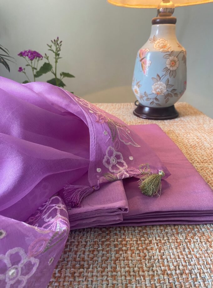 Roohani | روحانی | रूहानी A4 : Pure Chanderi Cotton Salwar with Organza Dupatta Collection by Ikhtirah