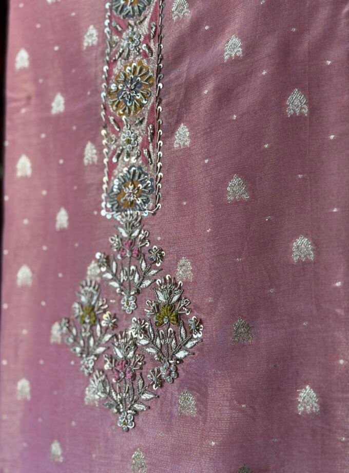 Preet | پریت | प्रीत : Woven Banarasi Silk Salwar with Handwork by Ikhtirah (Pink)