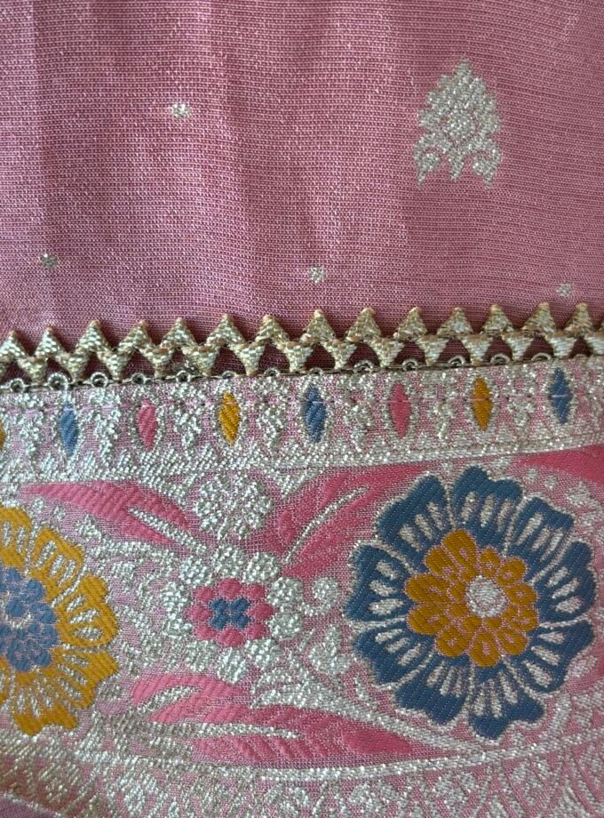 Preet | پریت | प्रीत : Woven Banarasi Silk Salwar with Handwork by Ikhtirah (Pink)