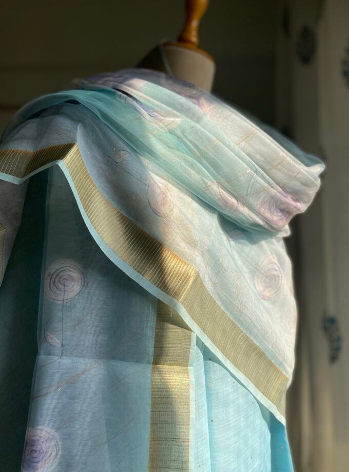 Sitara | ستارہ | सितारा :Chanderi Cotton Salwar (Blue) by Ikhtirah