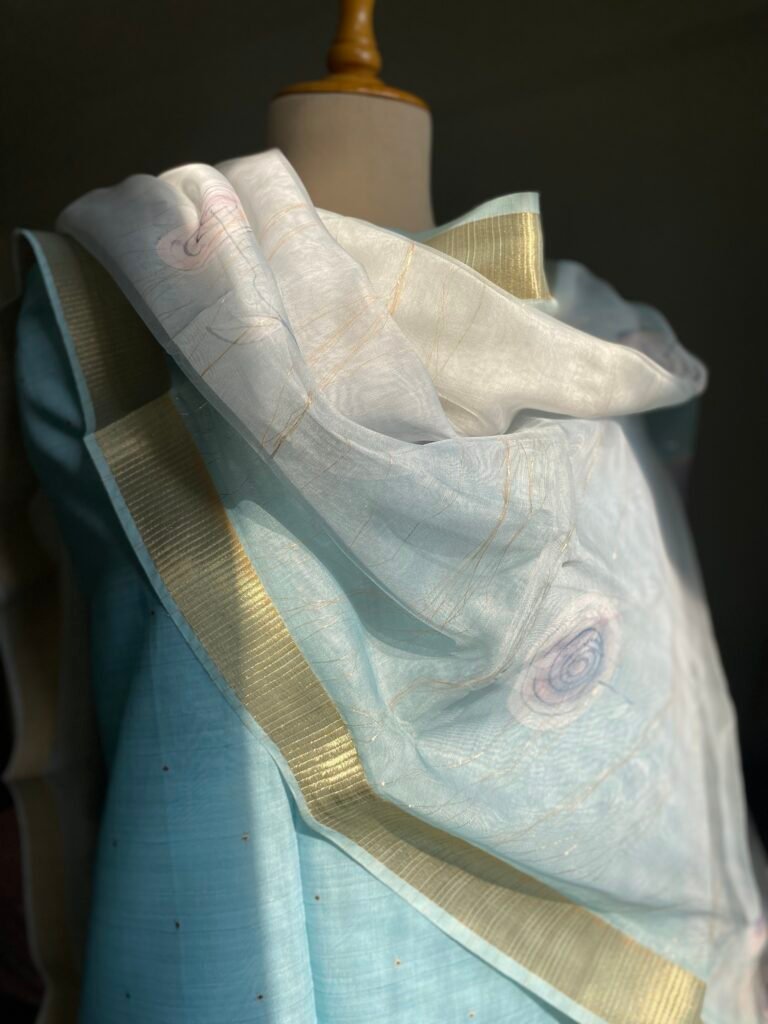 Sitara |  ستارہ | सितारा :Chanderi Cotton Salwar (Blue) by Ikhtirah