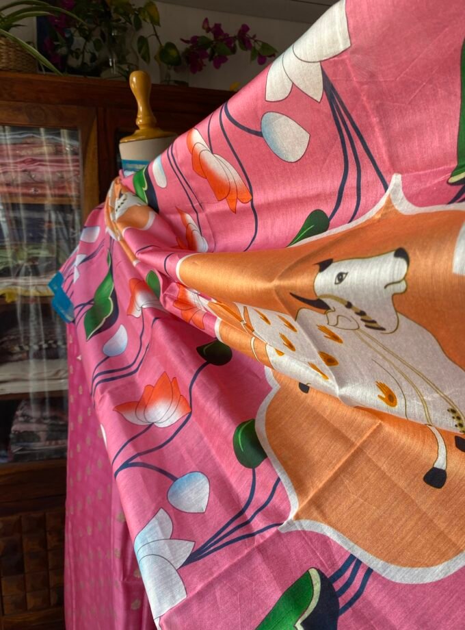 Siddhi | سدھی | सिद्धि (Pink) : Pure Chanderi Silk Pichwai Salwars by Ikhtirah