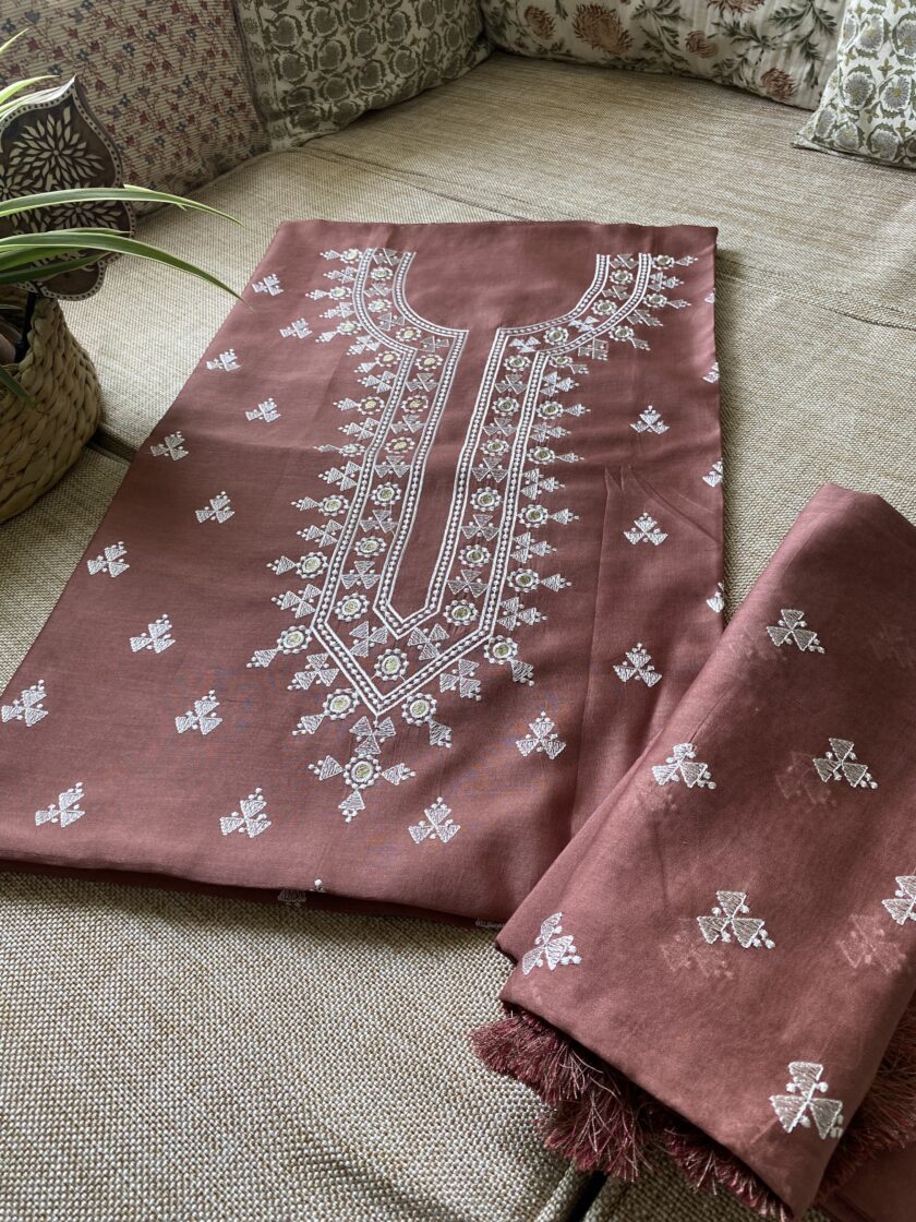 Pure Cotton Chanderi Embroidered Salwars by Ikhtirah