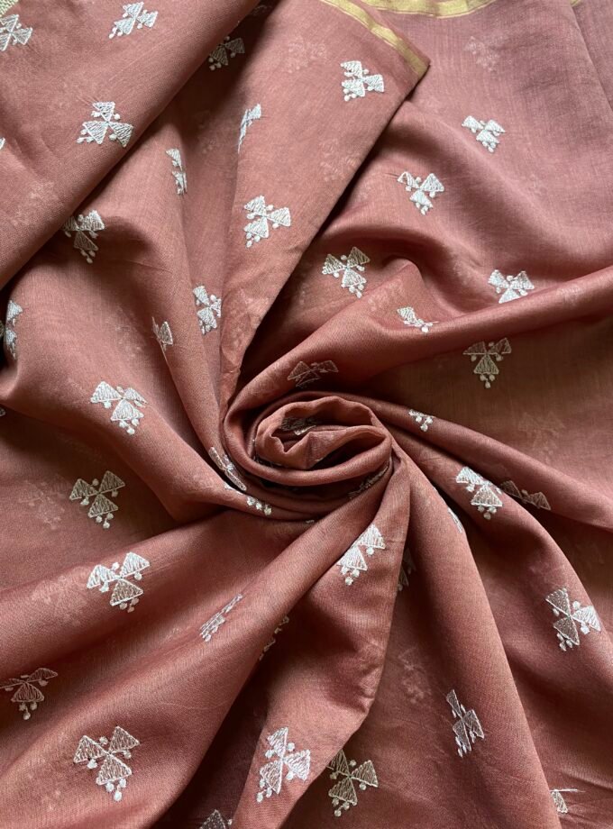 Pehel | نقل | पहल : Embroidered Pure Chanderi Silk Salwar Kameez (Chocolate Brown)