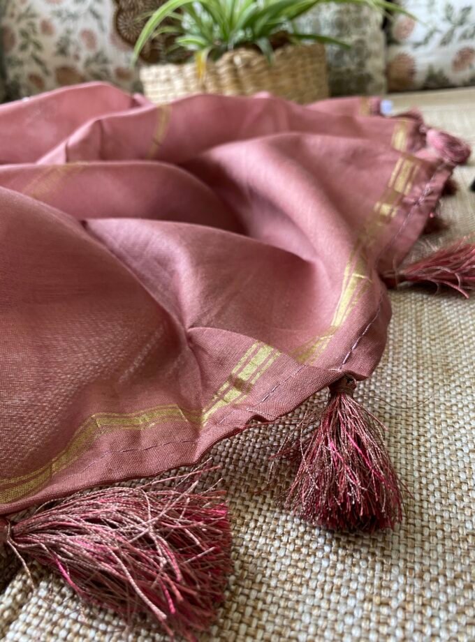 Pehel | نقل | पहल : Embroidered Pure Chanderi Silk Salwar Kameez (Chocolate Brown)