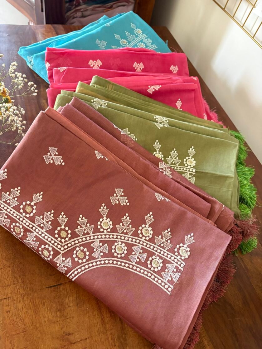 Pehel | نقل | पहल : Embroidered Pure Chanderi Silk Salwar Kameez (Green)
