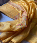 Raunak | راونک | रौनक : Embroidered Pure Chanderi Cotton Salwar (Earthy Yellow) - Image 11
