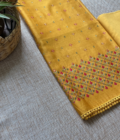 Raunak | راونک | रौनक : Embroidered Pure Chanderi Cotton Salwar (Earthy Yellow) - Image 3