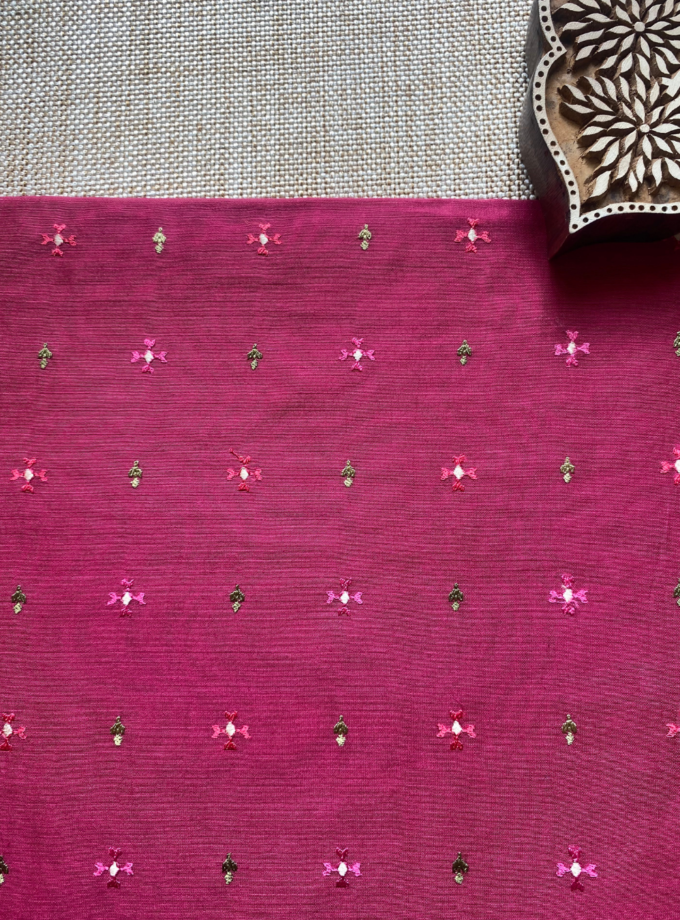 Raunak | راونک | रौनक : Embroidered Pure Chanderi Cotton Salwar (Earthy Pink)